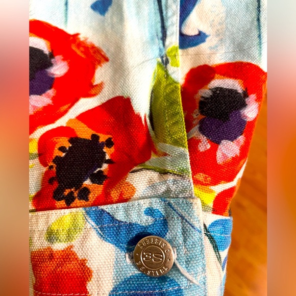 Vintage 3 Sisters Jacket 100% Cotton  Blue Colorful Textures Floral USA size XL - Picture 9 of 15